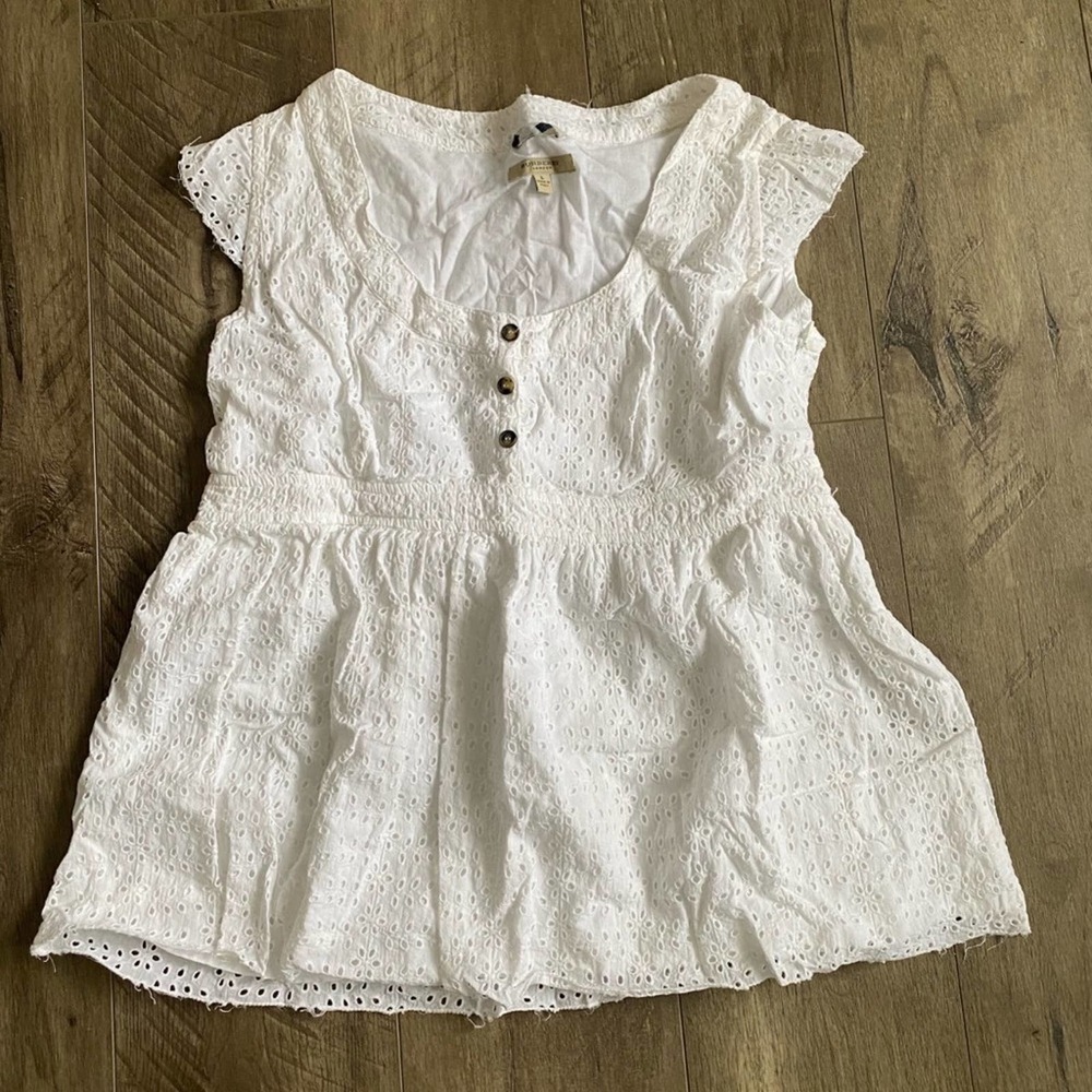 Burberry White Eyelet Blouse